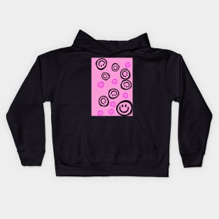 Pink smiley doodle Kids Hoodie